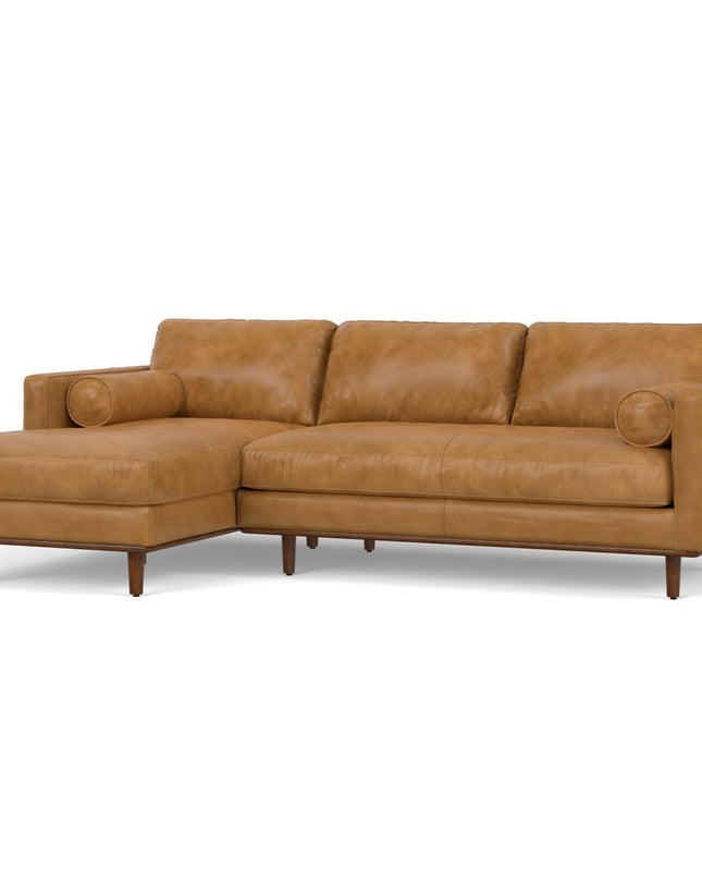 102" Sienna Leather Sofa With Brown Legs