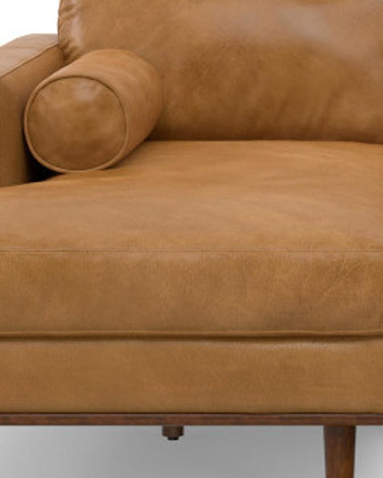 102" Sienna Leather Sofa With Brown Legs
