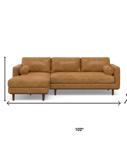 102" Sienna Leather Sofa With Brown Legs