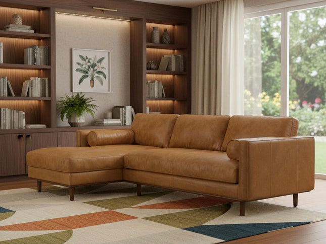 102" Sienna Leather Sofa With Brown Legs