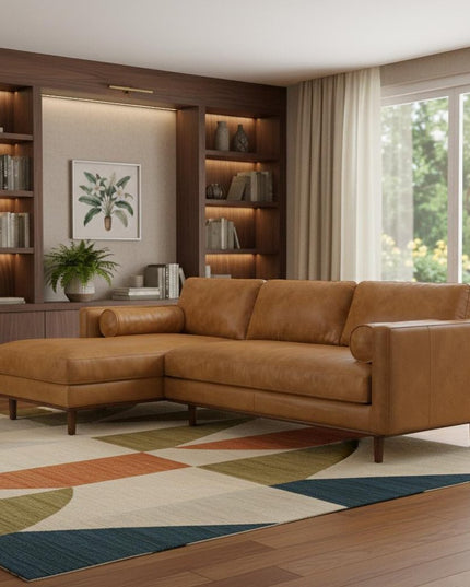 102" Sienna Leather Sofa With Brown Legs