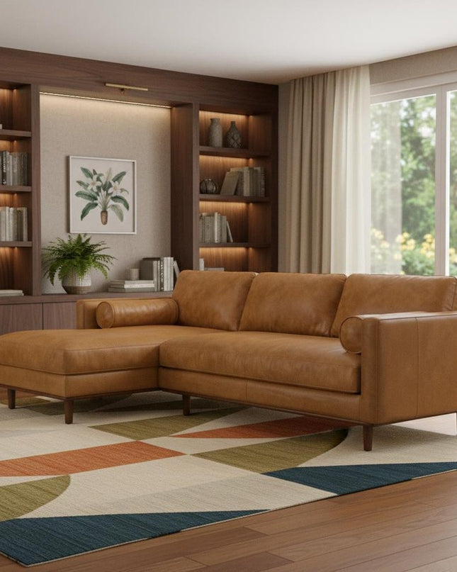 102" Sienna Leather Sofa With Brown Legs