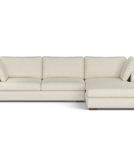 122" Cream Fabric Sofa With Brown Legs