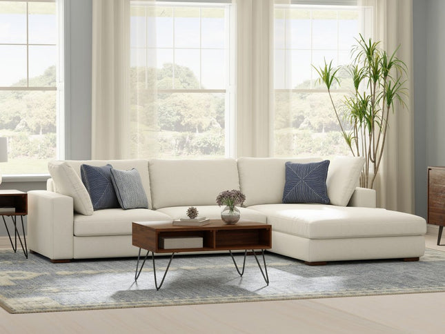 122" Cream Fabric Sofa With Brown Legs