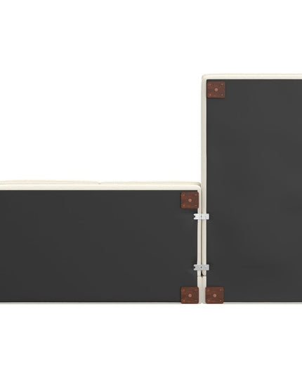 122" Cream Fabric Sofa With Brown Legs