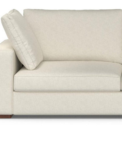 122" Cream Fabric Sofa With Brown Legs