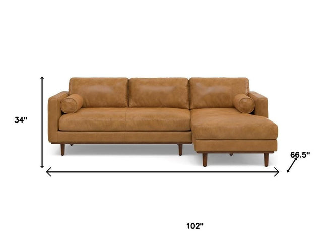 102" Sienna Leather Sofa With Brown Legs
