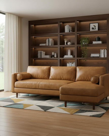 102" Sienna Leather Sofa With Brown Legs