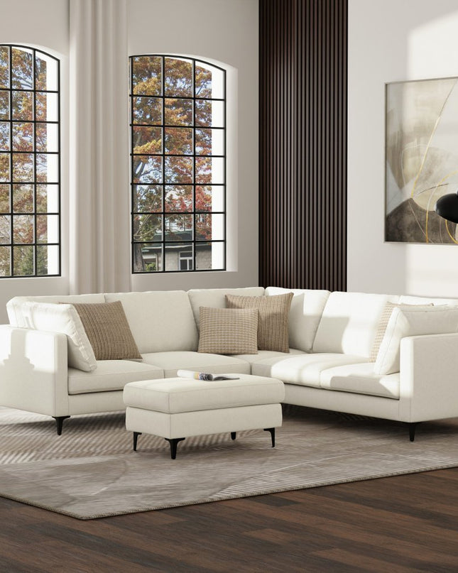 102" Cream Fabric Sofa With Black Legs