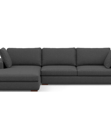 122" Gray Fabric Sofa With Brown Legs