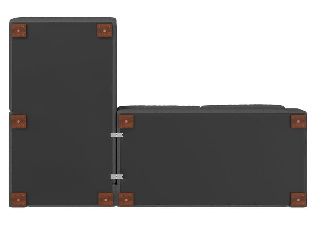 122" Gray Fabric Sofa With Brown Legs