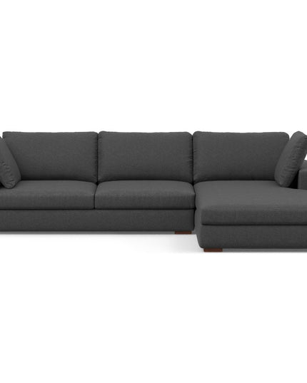 122" Gray Fabric Sofa With Brown Legs