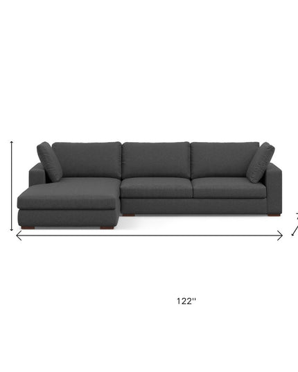 122" Gray Fabric Sofa With Brown Legs