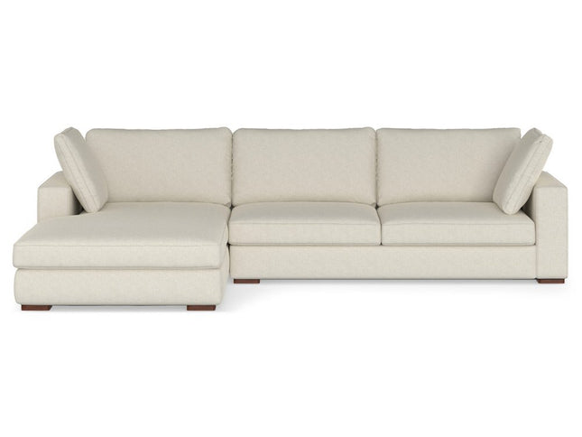 122" Cream Fabric Sofa With Brown Legs