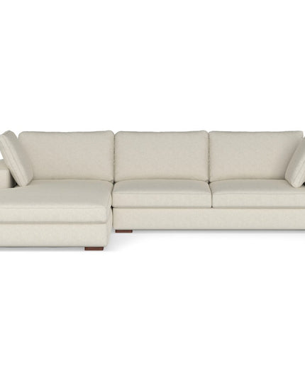 122" Cream Fabric Sofa With Brown Legs