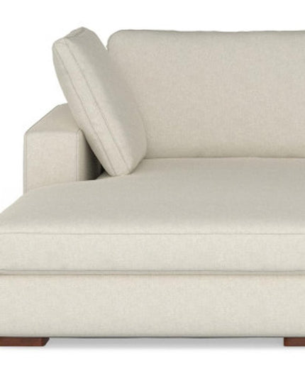 122" Cream Fabric Sofa With Brown Legs