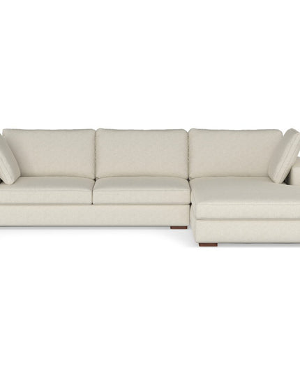 122" Cream Fabric Sofa With Brown Legs