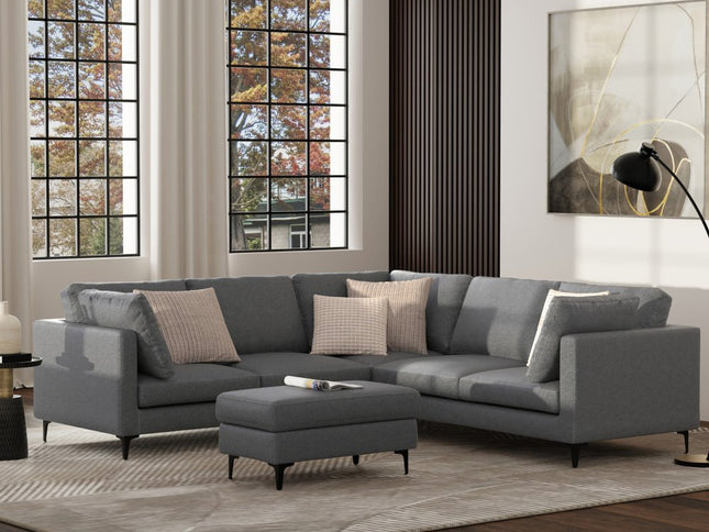 102" Gray Fabric Sofa With Black Legs