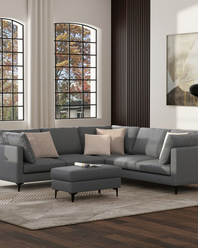 102" Gray Fabric Sofa With Black Legs