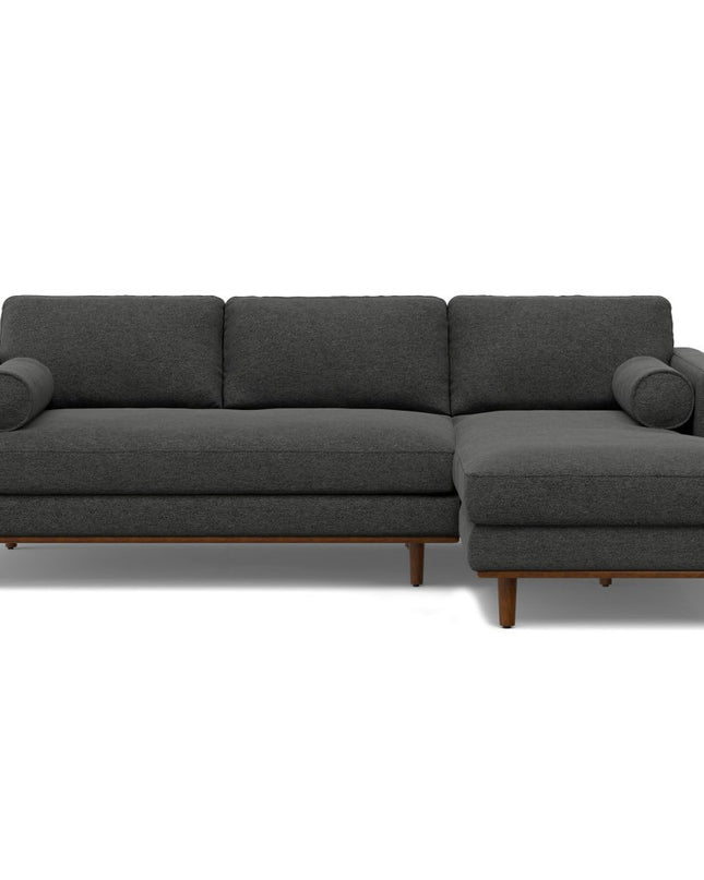102" Gray Fabric Sofa With Brown Legs