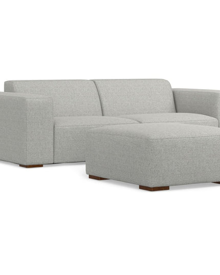 88" Gray Fabric Sofa With Ottoman With Brown Legs