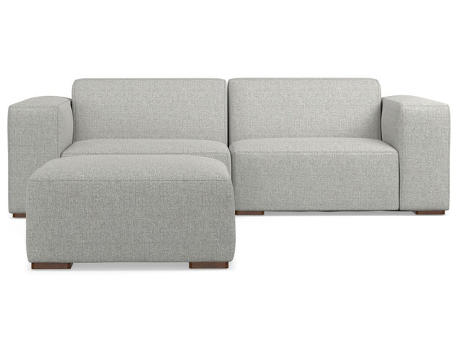 88" Gray Fabric Sofa With Ottoman With Brown Legs