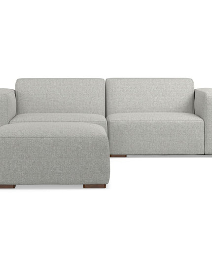 88" Gray Fabric Sofa With Ottoman With Brown Legs