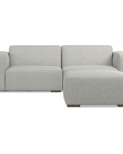 88" Gray Fabric Sofa With Ottoman With Brown Legs