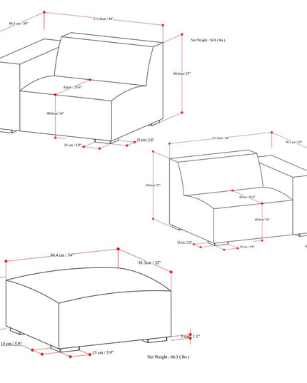 88" Gray Fabric Sofa With Ottoman With Brown Legs