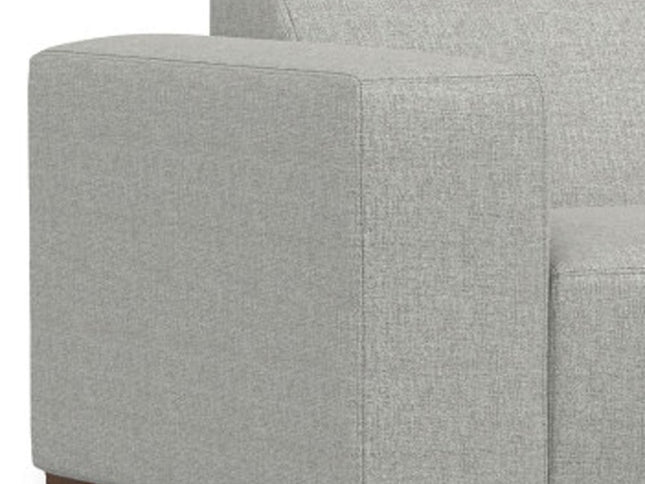 88" Gray Fabric Sofa With Ottoman With Brown Legs