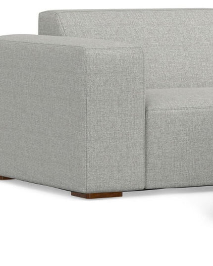88" Gray Fabric Sofa With Ottoman With Brown Legs