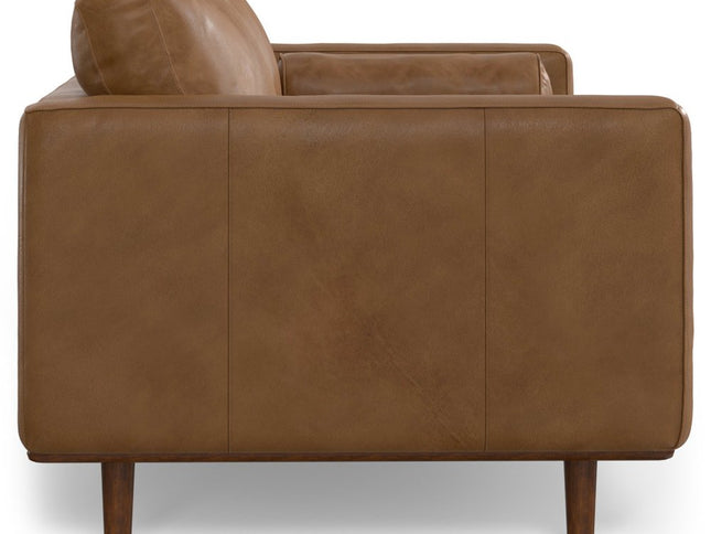 72" Brown Leather Sofa With Ottoman