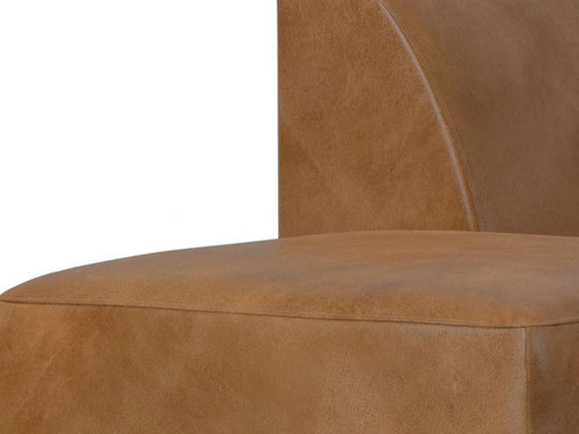116" Brown Leather Sofa With Ottoman