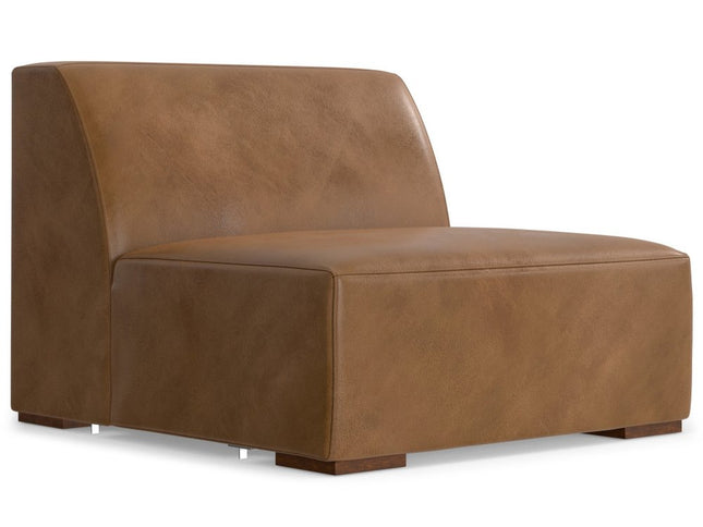 116" Brown Leather Sofa With Ottoman
