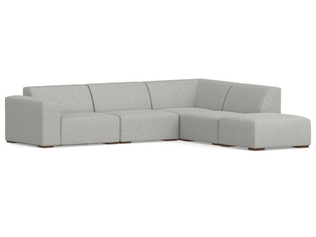 116" Gray Fabric Sofa With Ottoman With Brown Legs