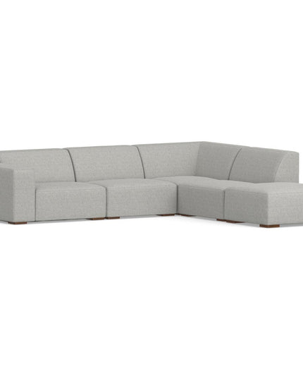 116" Gray Fabric Sofa With Ottoman With Brown Legs