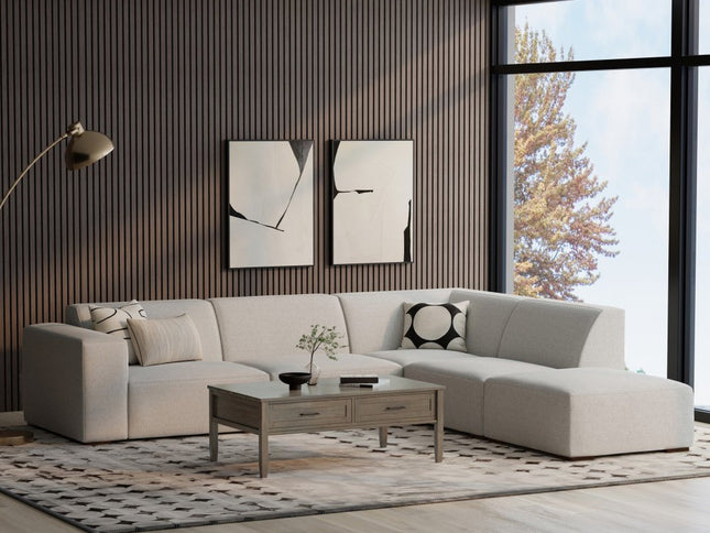 116" Gray Fabric Sofa With Ottoman With Brown Legs