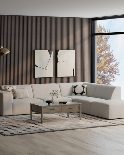 116" Gray Fabric Sofa With Ottoman With Brown Legs