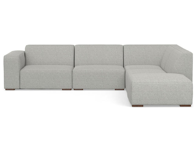 116" Gray Fabric Sofa With Ottoman With Brown Legs