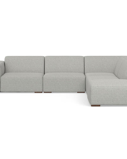 116" Gray Fabric Sofa With Ottoman With Brown Legs