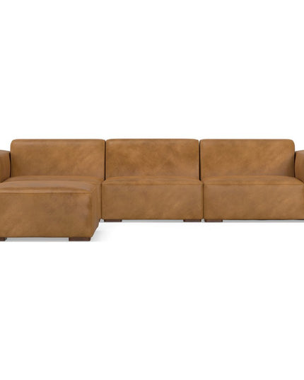 122" Sienna Leather Sofa With Ottoman With Brown Legs