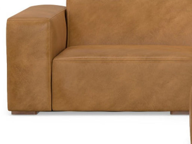122" Sienna Leather Sofa With Ottoman With Brown Legs