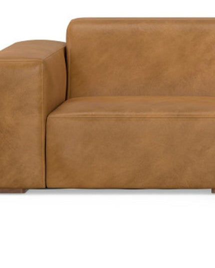 122" Sienna Leather Sofa With Ottoman With Brown Legs