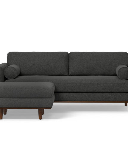 89" Gray Fabric Sofa With Ottoman With Brown Legs