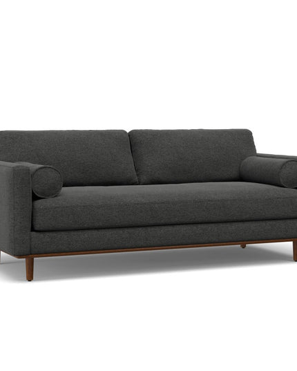 89" Gray Fabric Sofa With Ottoman With Brown Legs