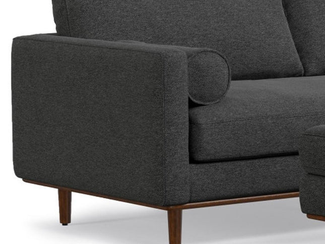 89" Gray Fabric Sofa With Ottoman With Brown Legs