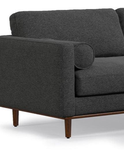 89" Gray Fabric Sofa With Ottoman With Brown Legs