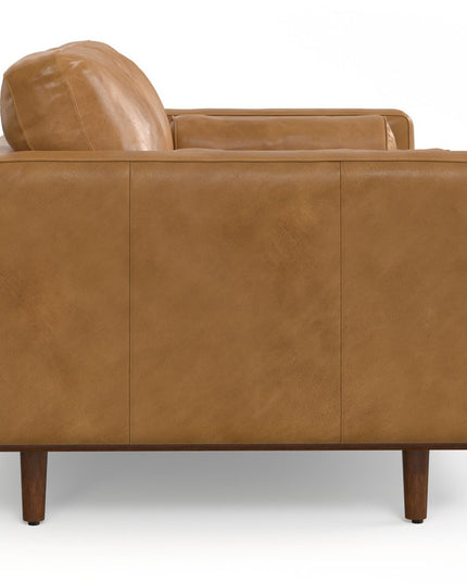 72" Sienna Leather Sofa With Ottoman With Brown Legs