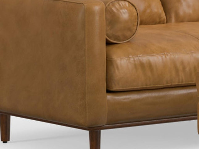 72" Sienna Leather Sofa With Ottoman With Brown Legs
