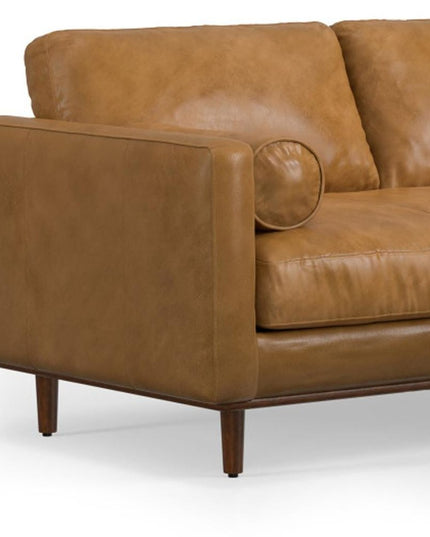 72" Sienna Leather Sofa With Ottoman With Brown Legs